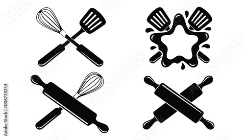 Baking tools vector set kitchen utensils cooking equipment design