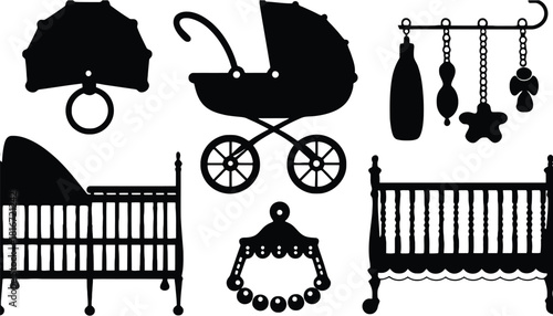 Baby products and nursery items vector illustration design