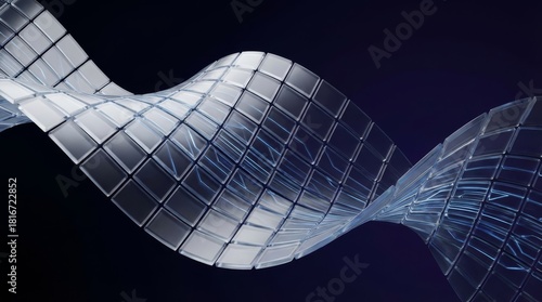 Abstract Grid Wave Formation - An abstract grid forms a gentle wave pattern, displaying an intricate connection and motion against a dark gradient background