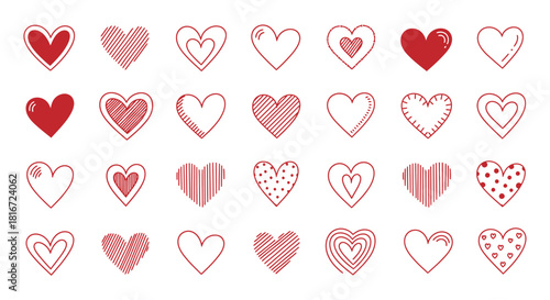 Heartfelt Hues A Symphony of Red Hearts in Unique Designs and Romantic Love