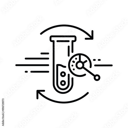 Black and white line art icon representing a medical test selection form with order information and requisition sections