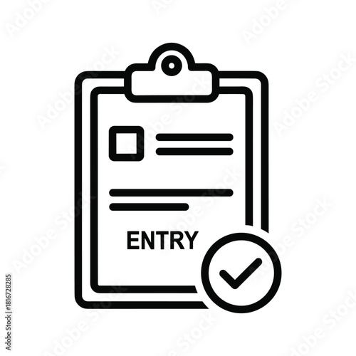 Black and white vector icon set representing signature, step four, check mark, and approval stamp concept