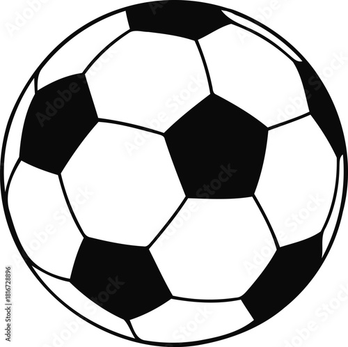 Monochromatic soccer ball illustration in a simplified flat design style for sporting event graphic concepts. isolated on white background, Vector, illustration
