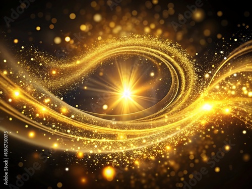 Bright golden swirl of particles