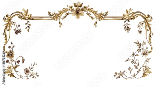 Ornate classical border design featuring gilded rococo scrollwork and botanical elements