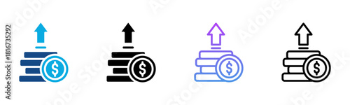 Profit Icon Multiple Style Vector Illustration
