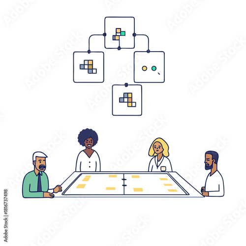 Team brainstorming session with visual planning and collaboration