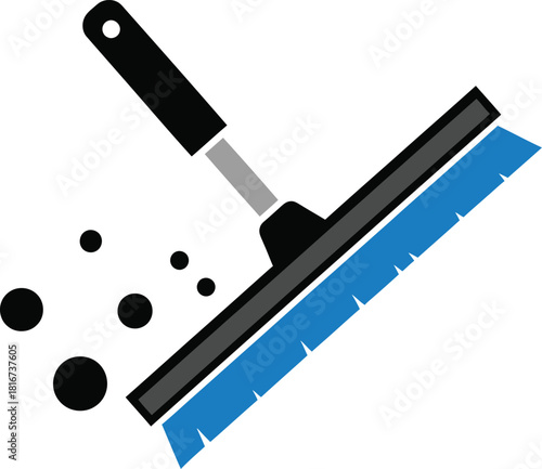 Cleaning squeegee with water droplets vector isolated on transparent background