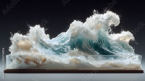 Stunning Wave Sculpture with Dynamic Texture and Captivating Colors