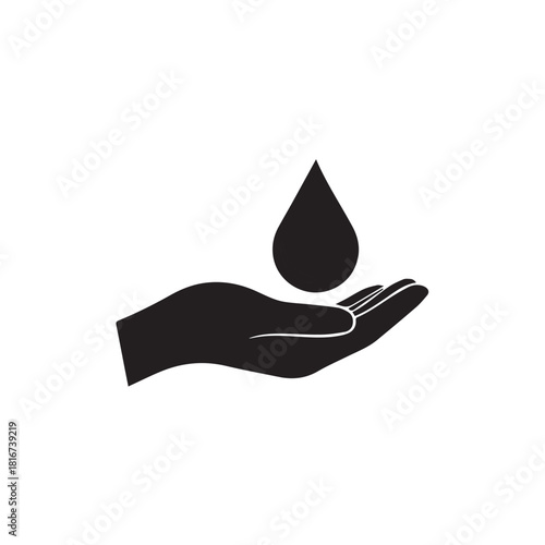 "Hand Holding Water Drop Conservation Icon"