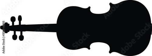 Top View Violin Silhouette Vector Image, Classical Music String Instrument Graphic Asset, Black Icon for Educational Material and Musical Branding Design.