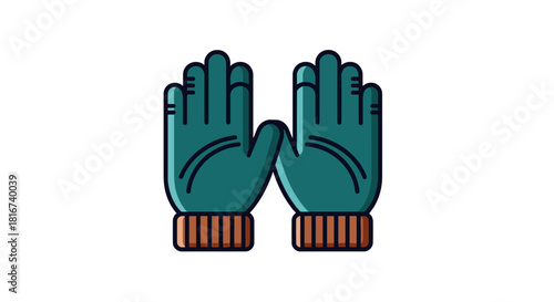 Pair of teal winter gloves with brown knitted cuffs, offering protection and warmth against the cold weather, suitable for outdoor activities and sporting events