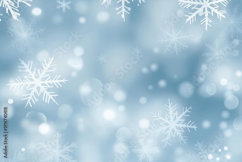 A serene winter background featuring delicate snowflakes on a soft blue backdrop, evoking tranquility and beauty.