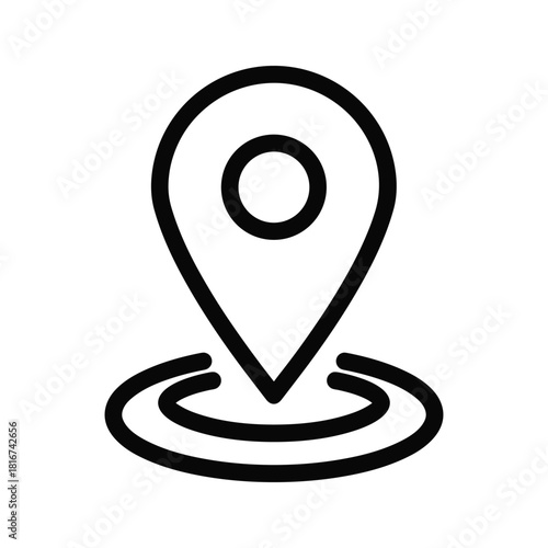 Location pin icon with target base, symbolizing navigation and destination, isolated on
