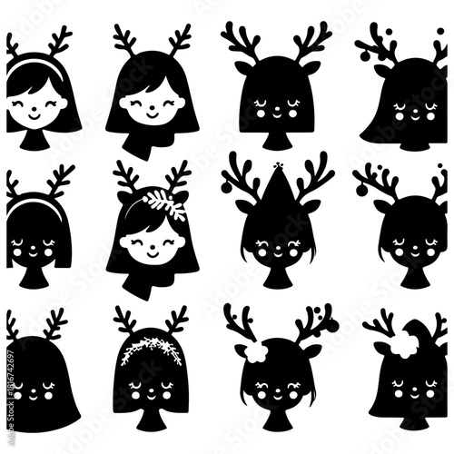 set of christmas icons vector 