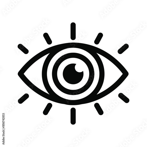 Stylized eye icon with radiating lines symbolizing vision, insight, awareness, or perception