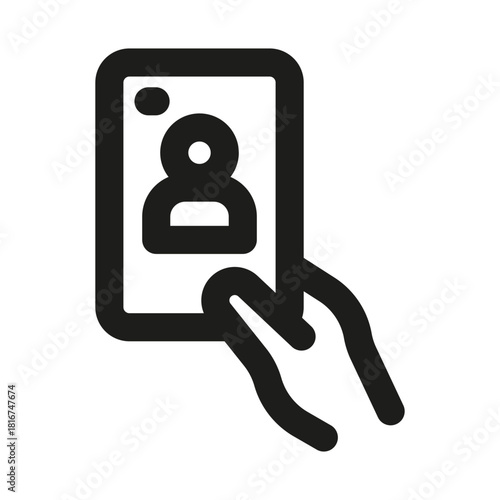 Selfie photo Icon. Modern professional minimal line graphic illustrating photography, personal photo, social media, mobile capture and self-portrait