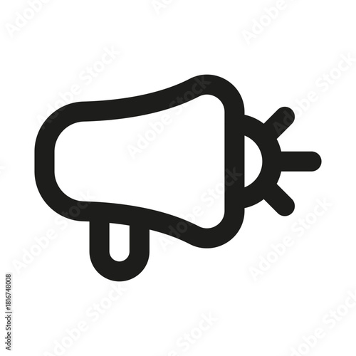 Megaphone Icon. Modern professional minimal line graphic illustrating communication, promotion, voice projection, broadcast messaging and awareness