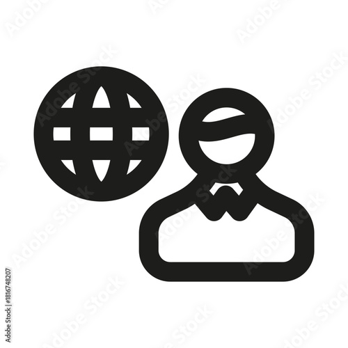 News Presenter Icon. Modern professional minimal line graphic illustrating television host, media broadcasting, journalism and live reporting