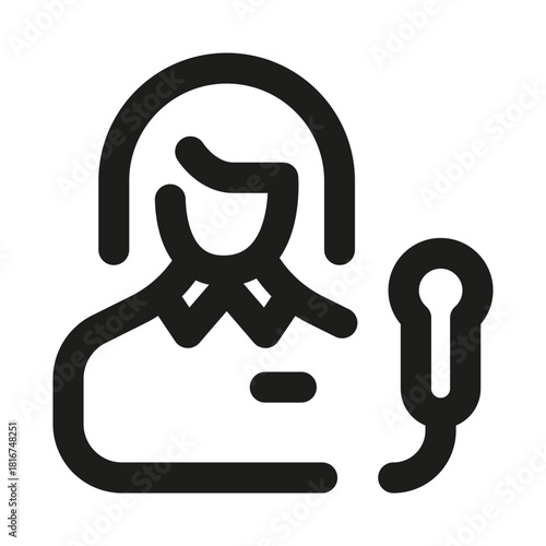 Woman News Reporter Icon. Modern professional minimal line graphic illustrating female journalist, media reporting, press coverage and field reporting