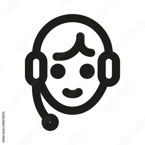 Customer Service Representative Icon. Modern professional minimal line graphic illustrating support, communication, assistance, help desk and client interaction