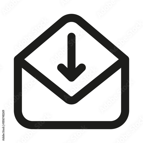 Received Mail Icon. Modern professional minimal line graphic illustrating email delivery, incoming message, inbox notification and communication