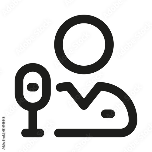 Public Speaker Icon. Modern professional minimal line graphic illustrating presentation, speech delivery, communication, leadership and audience engagement