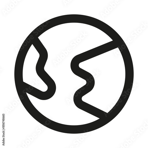 Earth Planet Icon. Modern professional minimal line graphic illustrating global environment, world map, geography and planetary representation