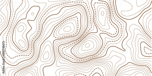 Abstract topo contour map on white background, Topographic map Topographic contour lines map seamless pattern.Topography background. Vector banner. 