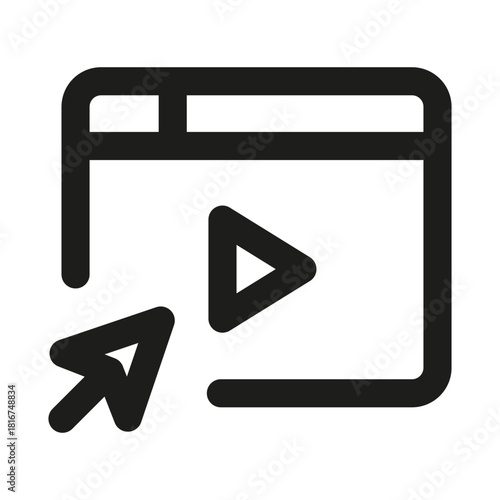 Online Video Play Icon. Modern professional minimal line graphic illustrating streaming, media playback, digital content and online entertainment