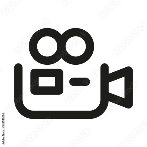 Video Camera Icon. Modern professional minimal line graphic illustrating filming, recording, cinematography, media and video production