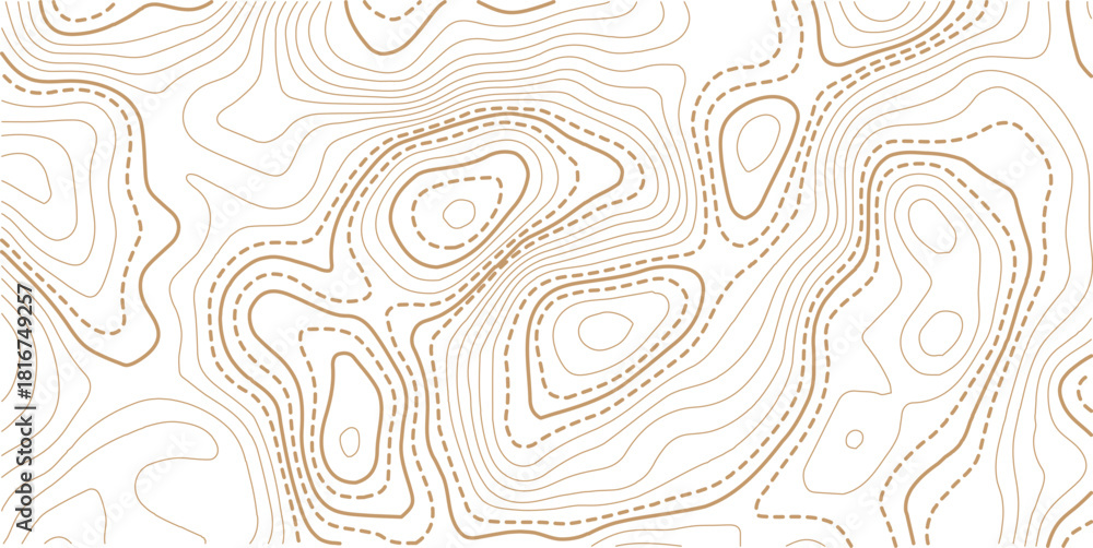 Fototapeta premium The golden on white contours topography stylized relief diagram line wave carve pattern background 