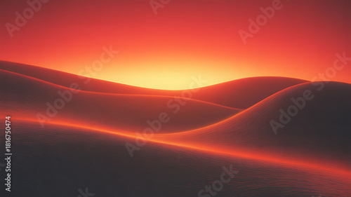 Fototapeta Naklejka Na Ścianę i Meble -  Vibrant desert dunes under a fiery sunset sky