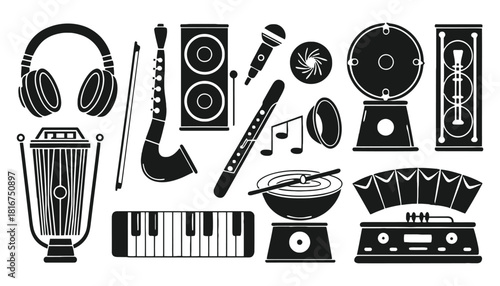 Musical instruments vector illustration music equipment set