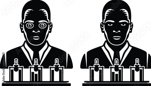 Compare and contrast vision with and without glasses vector art