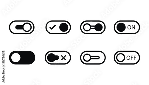 Toggle switch vector set on off ui ux design elements interface