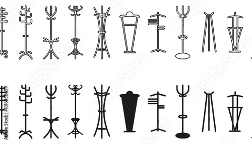 Coat rack designs modern standing coat racks vector illustration