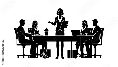 Business meeting presentation team discussion office workplace