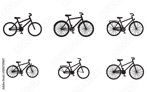 Collection of bicycle silhouettes showing different bike styles for vector design