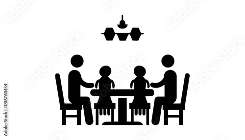 Family dinner table vector illustration dining room icon set