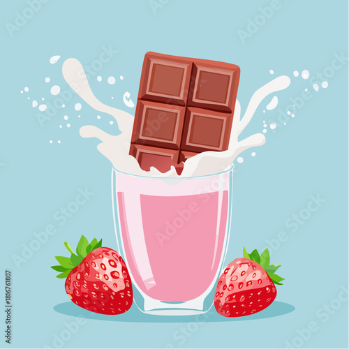 a tall glass of pink strawberry milkshake. 