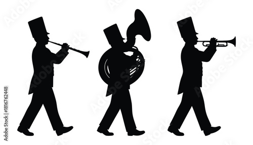 Marching band silhouette vector illustration stock image art