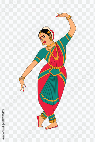 Indian Classical Dance, Expressive Art, Traditional Performance, Bharatanatyam Costume, Indian Cultural Heritage, Graceful Movements.