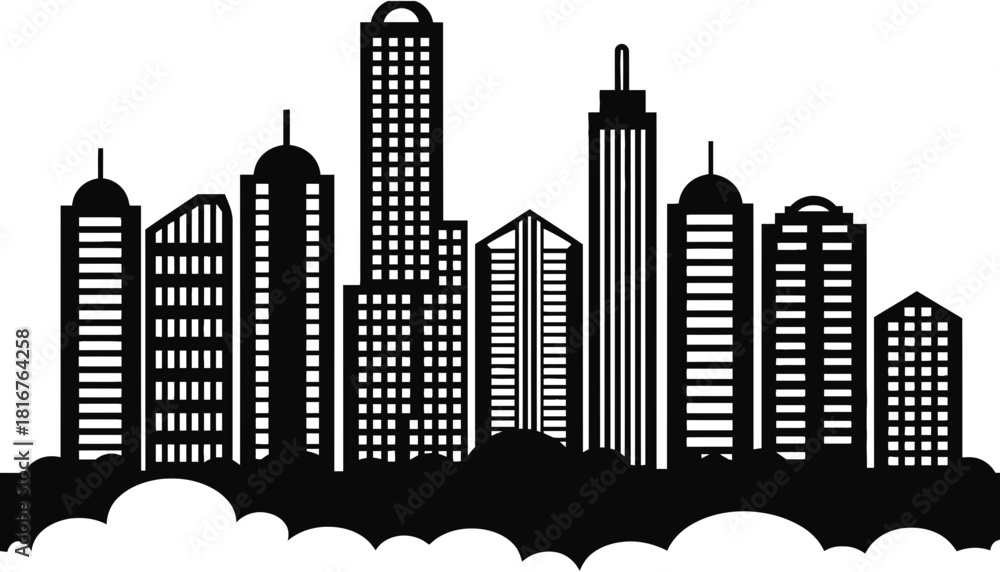 Fototapeta premium City skyline silhouette vector illustration cityscape design