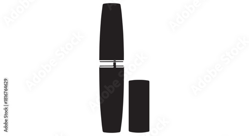 Minimalist Black Lipstick Tube Icon Set.