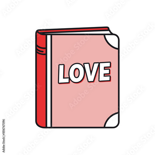 Romantic book illustration with love text, romance literature and reading concepts