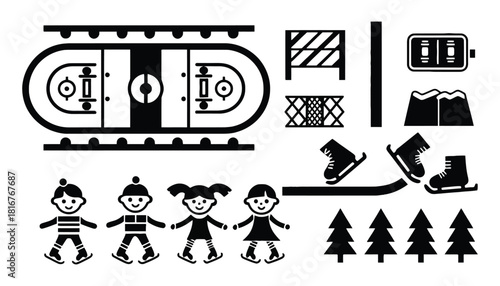 Ice skating rink vector illustration winter sports design