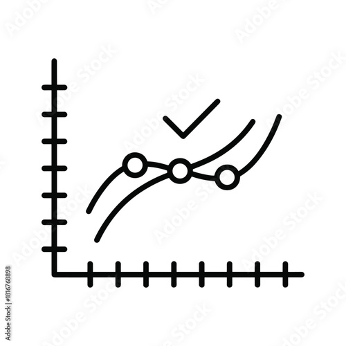 Line graph icon showing data points with a checkmark indicating successful analysis or validation isolated on