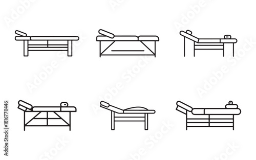 Collection of massage bed vector line icon design elements isolated
