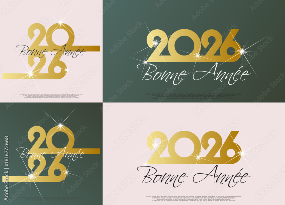 Fototapeta premium Bonne année - meilleurs vœux 2026 - vecteur pour affiche bannière salutation et célébration du nouvel an 2026.